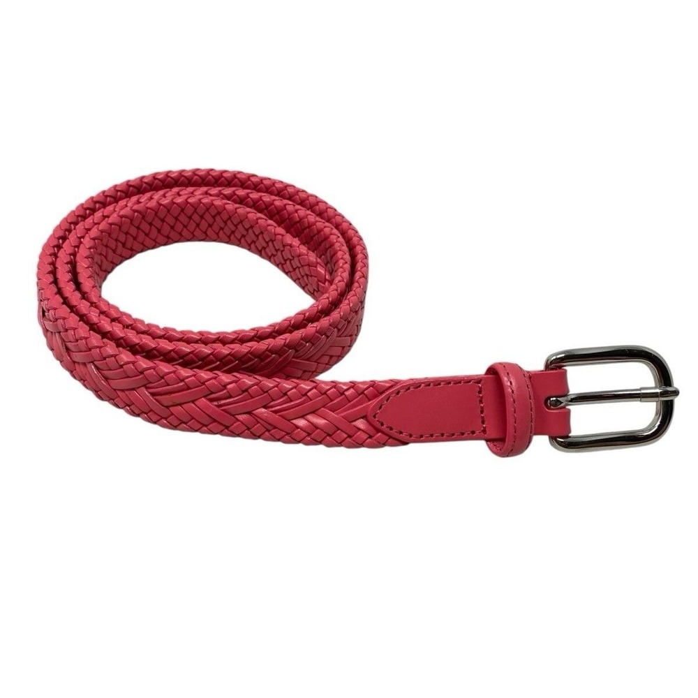 Vintage Talbots Womens Pink Woven Skinny Belt Genuine Leather Size Small Boho